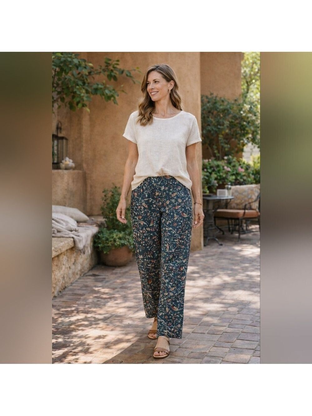 Peruvian Connection Moorea Trousers – Birds & Floral Print – Size 14